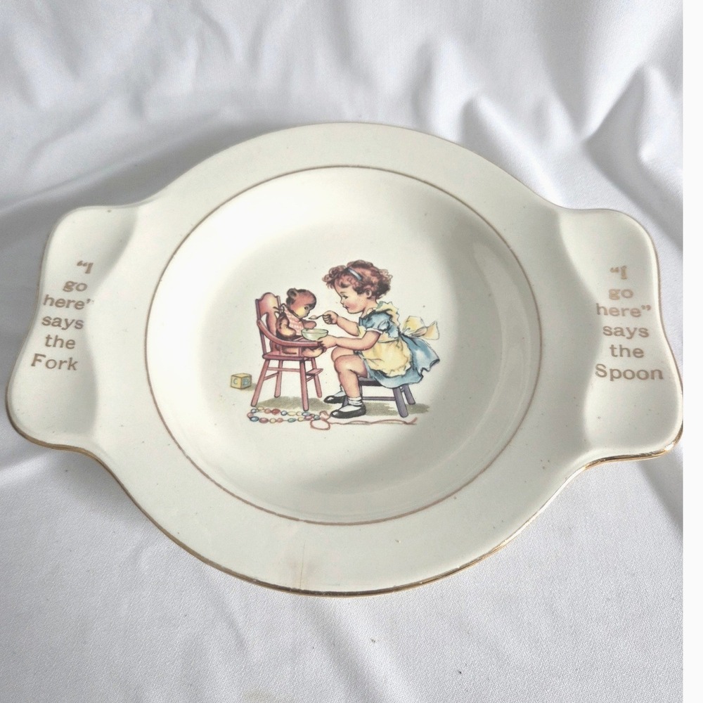 Vintage Homer Laughlin My Own Plate Holmes & Edwards Baby Dish Gold Rim